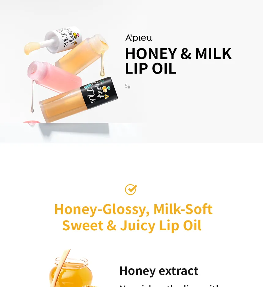 A'PIEU - Honey & Milk Lip Oil - Image 2