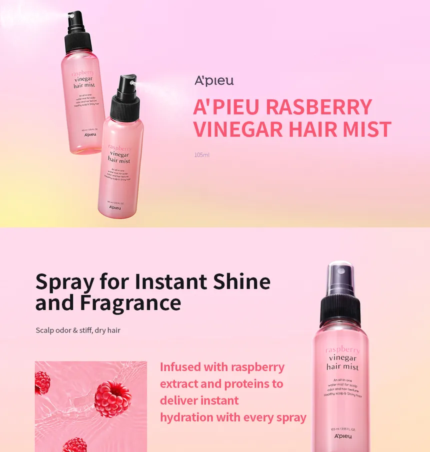 A'PIEU - Raspberry Vinegar Hair Mist - Image 2